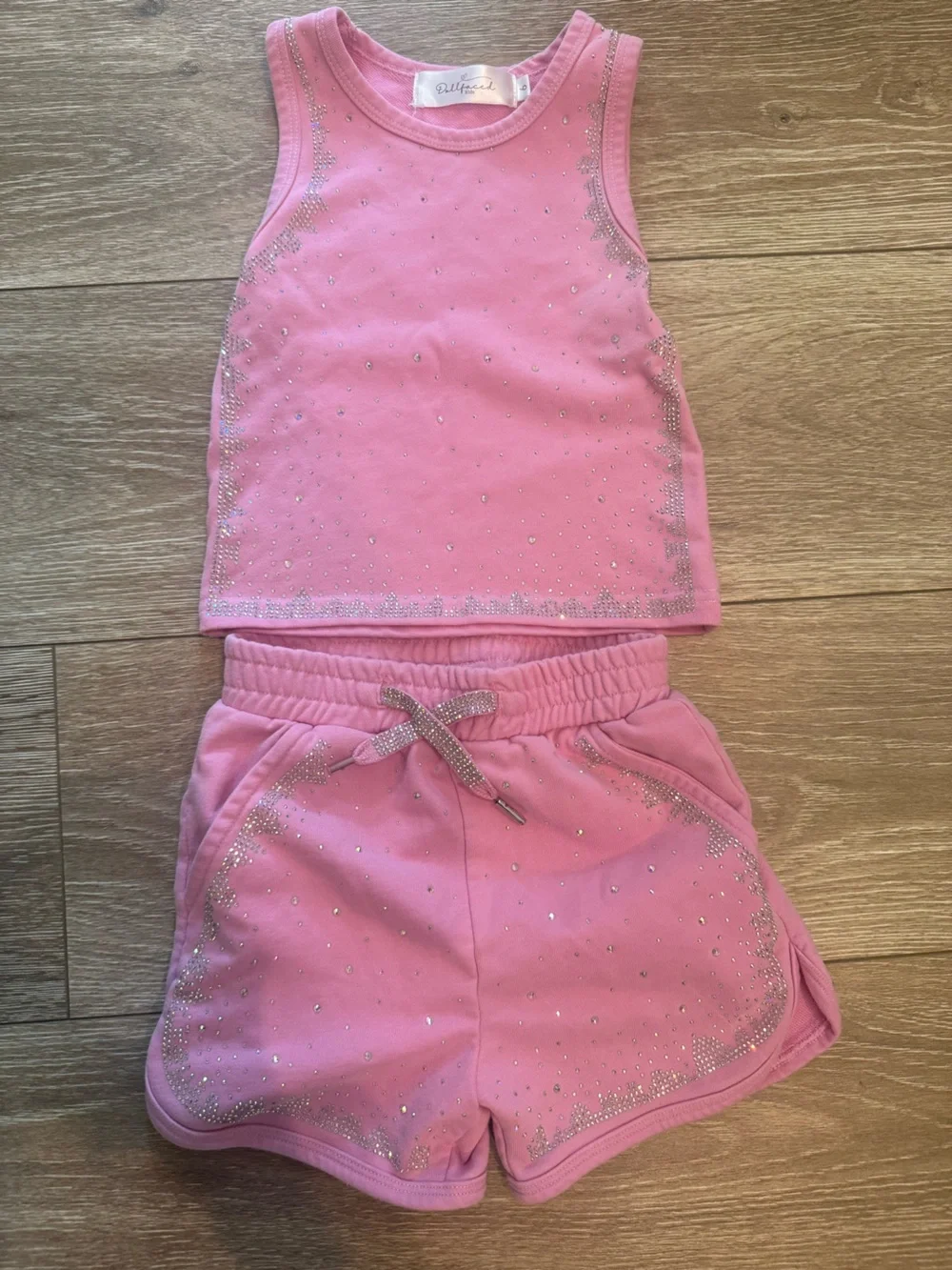Dollfaces Kids girls Size 6 diamond sparkle short set